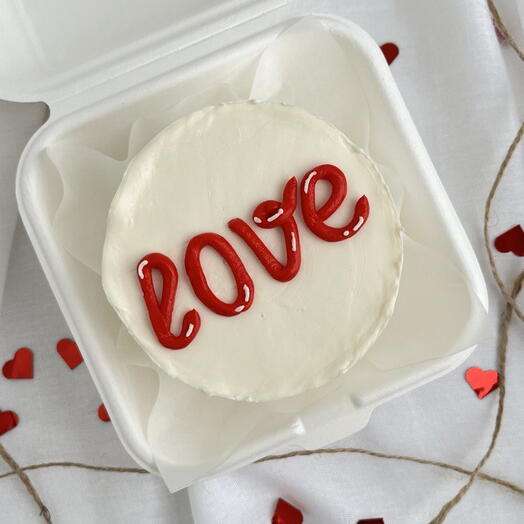 Бенто торт с надписью "Love", торт для парня, торт для девушки, торт для мужа, торт на 14 февраля