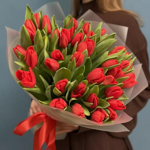 51 красный тюльпан🌷Букет тюльпанов