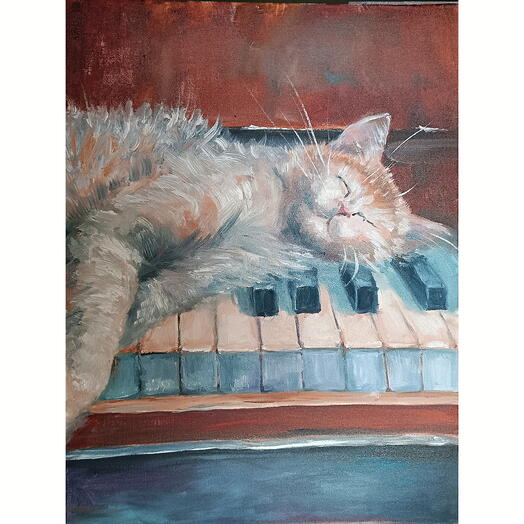Кошка на клавишах