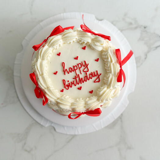 Бенто торт на день рождения happy birthday Ламбет с красными сердечками и бантиками