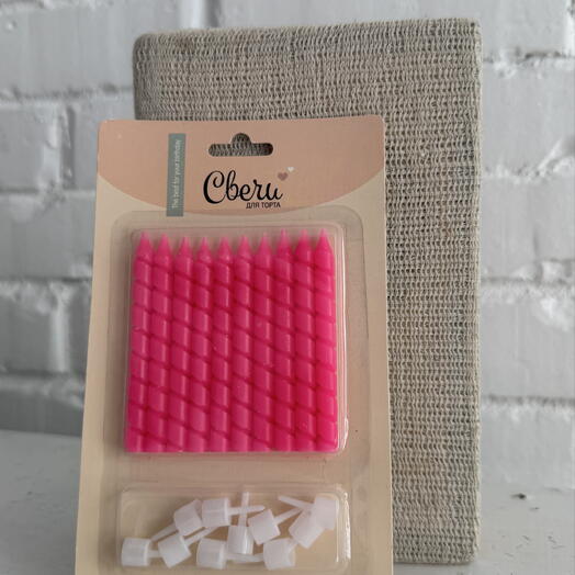 Набор из 10 свечей для торта в розовом цвете