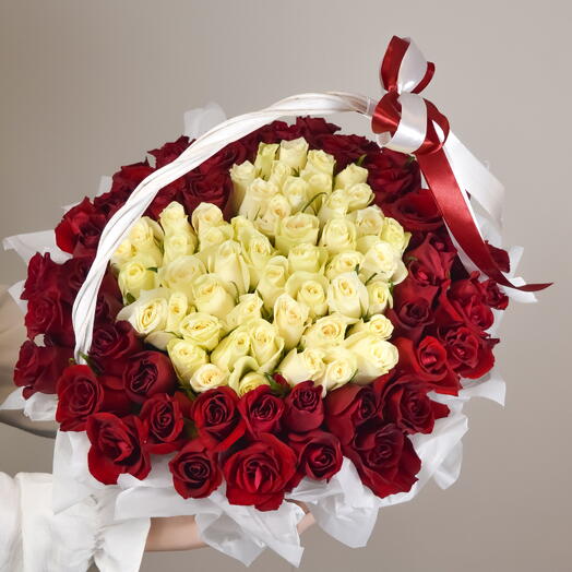 Корзина "Сердце", 101  роза, Кения
