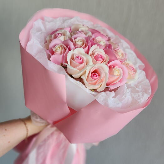 Букет из мыльных роз 15шт 🤍Нежный🤍 школа, выпускник, учитель, звонок, классный руководитель, одноклассник