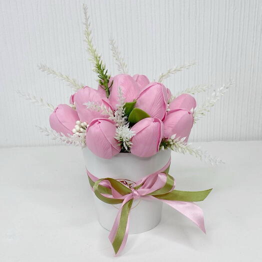 Фламинго Букет из мыльных тюльпанов