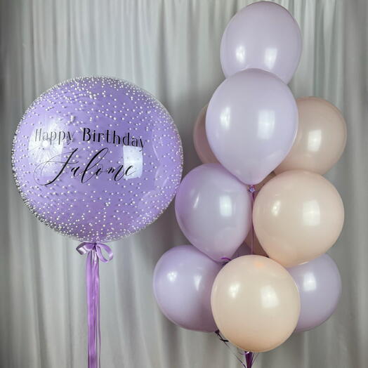 Воздушные шары для нее гигант баблс сиреневый 12 шт(ВАША НАДПИСЬ). Helium balloons for her Bubble lilac (YOUR TEXT) 12 pcs