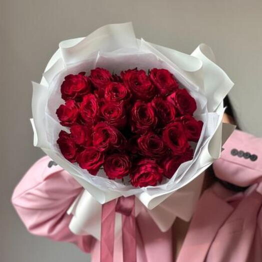 -20%АКЦИЯ💕Монобукет из 21 кенийской красной Розы/Цветы Уфа/Цветы в Уфе/Доставка цветов Уфа