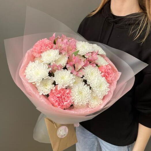 Искра💗 Сборный авторский букет с диантусом, альстромерией, хризантемой