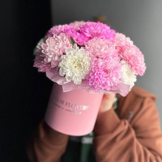 -10%АКЦИЯ💕Цветы в коробке "Девочка моя"/куст хризантема /Цветы Уфа/Цветы в Уфе/Доставка цветов Уфа