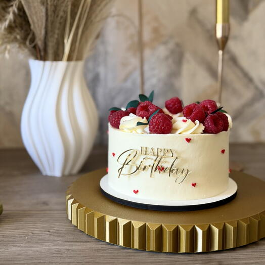 Бенто торт с малиной «Happy birthday» 1 кг