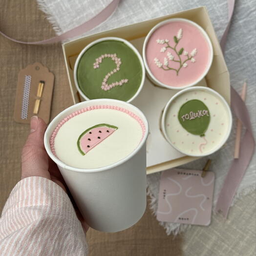 Cake to go, бенто торт в стакане на день рождения / по месяцам малышу