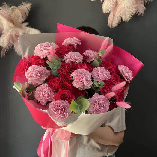 премиум роза и диантус/ авторский букет 💖