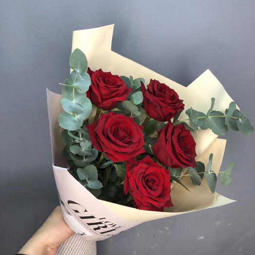 Бордовые розы с эвкалиптом🌺☘️🩷