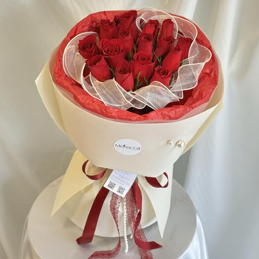 Букет из 15 красных роз🌹
