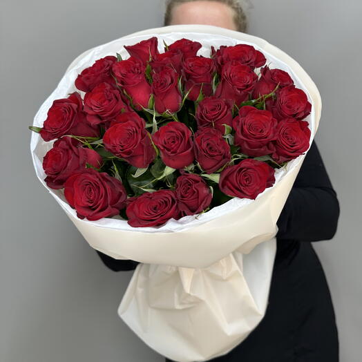 Акция‼️Моно букет 25 бордовых роз ♥️