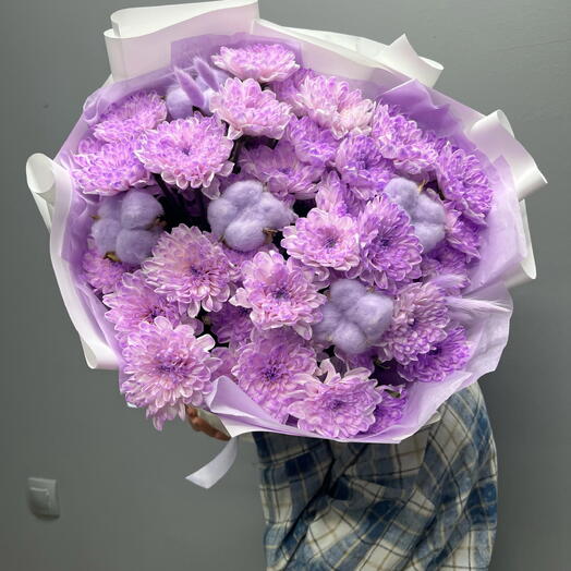 Фиолетовые хризантемы с хлопком 💜