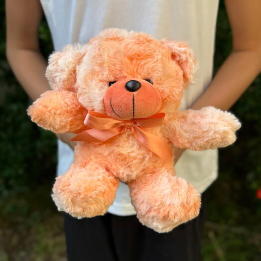 Мягкая игрушка плюшевый мишка персиковый (19см) 1шт. Soft toy Teddy bear peach color (19cm) 1pc