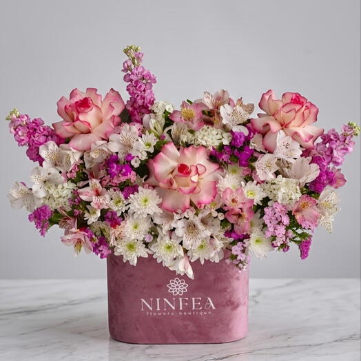 Mixed flowers in a decorative box