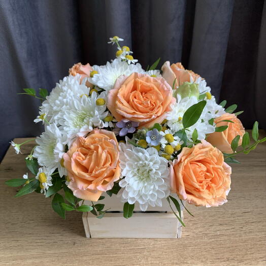 Ящик с кустовой розой🧡