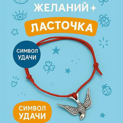 Подарок подруге - открытка с браслетом желаний, мотивационное украшение на удачу, привлечение денег