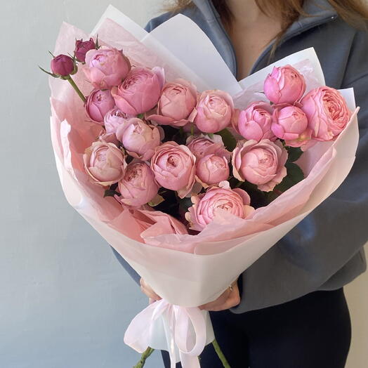 Монобукет из 5 пионовидных кустовых роз 🧡