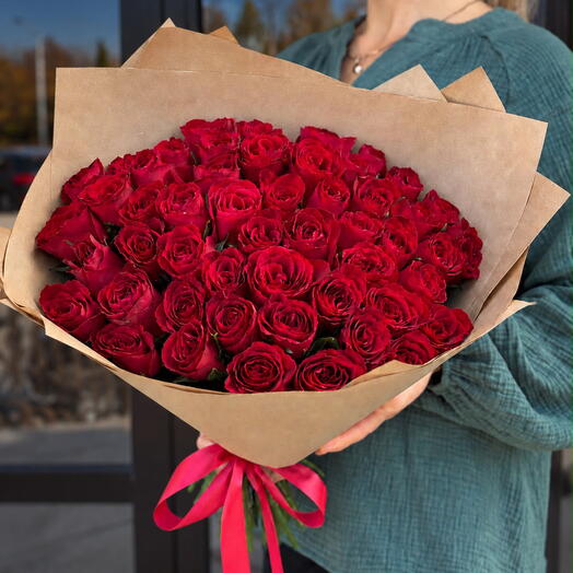Букет «Красный дофамин» из 51 розы 🌹