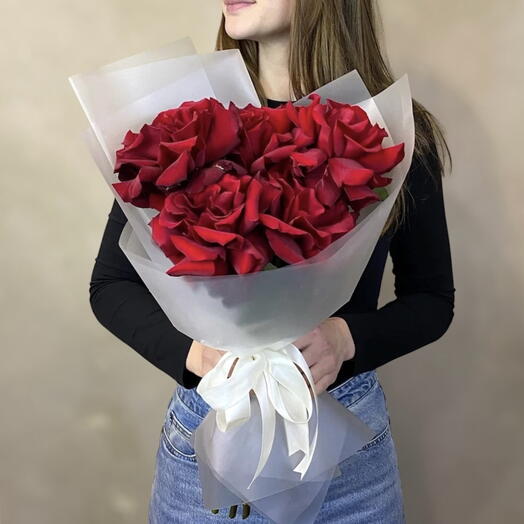 Букет роз / Красивый букет / Французские розы 5шт / Красные розы / Роза Эксплорер (Explorer)