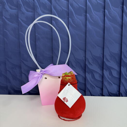 Амариллис красный в бархате в подарочной упаковке, 11 см🎁