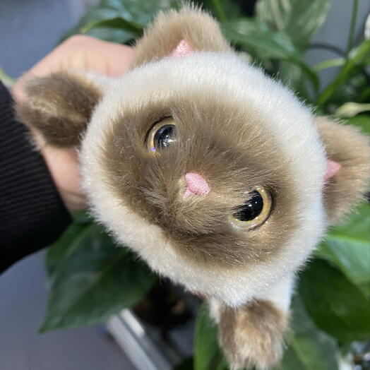 Игрушка мягкая «Котик» на магнитах беж с коричневым
