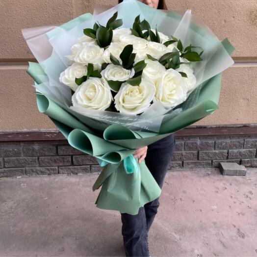 A Bouquet Of Snow-White Roses