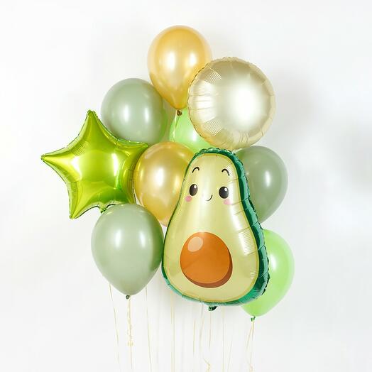 Фонтан воздушных шариков "Авокадик" из 10 шт