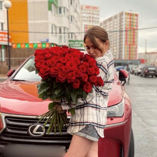 Монобукет из 39 роз Эквадор 70см