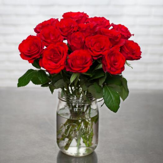 21 Red Roses in Vase