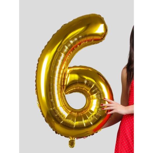 Воздушная цифра "6" с гелием