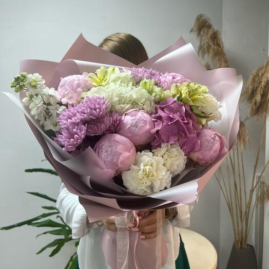 Author's bouquet with peonies