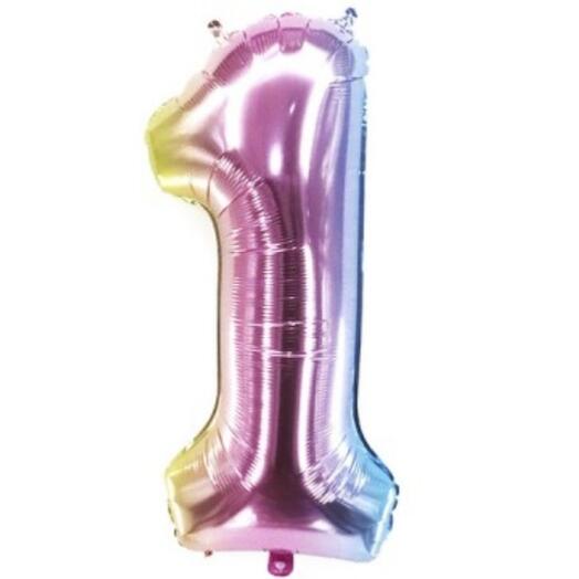 Foil ball Number "1" Rainbow