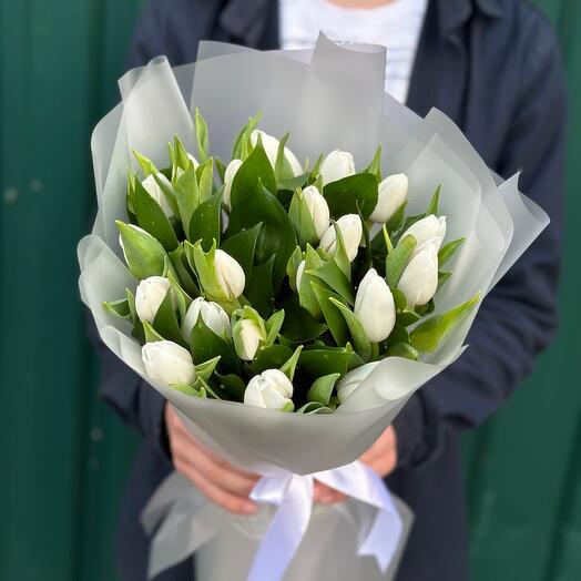 Букет из 21 белых тюльпанов 🌷