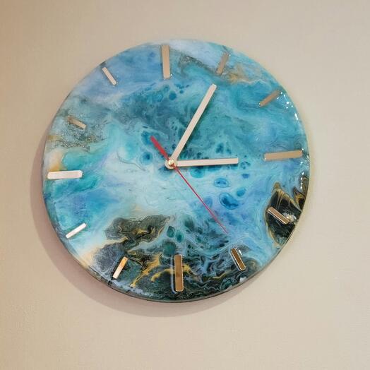 Настенные часы из эпоксидной смолы «лагуна»