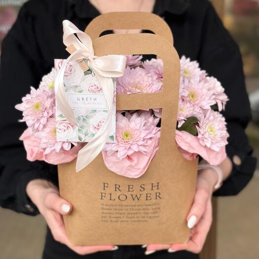 Bolso de crisantemo Pastel con tarjeta Postal