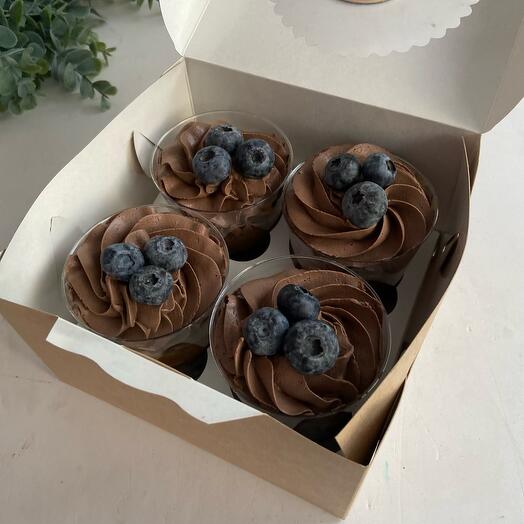 Десерты в стаканчике трайфлы «сникерс» на подарок набор 4 шт