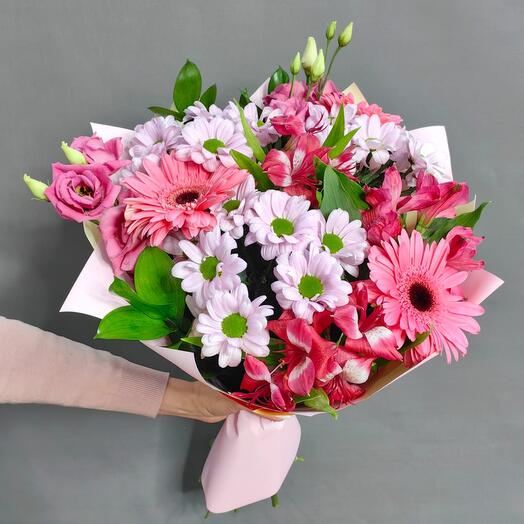 Original bouquet with pink gerberas (art.1596)