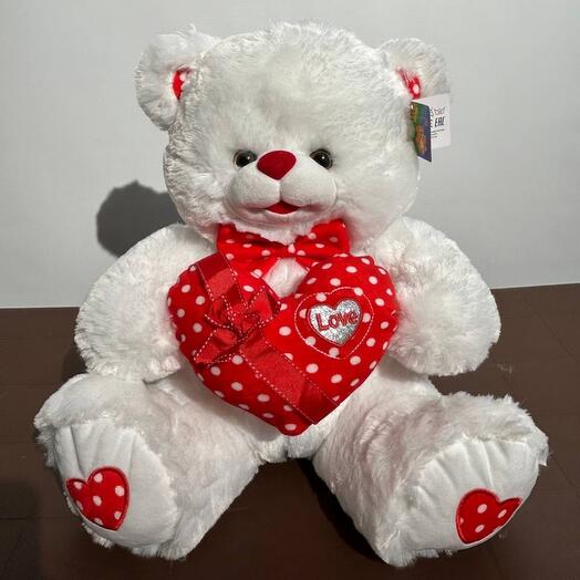 Мишка с сердцем в горошек