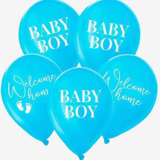 Голубые воздушные шары baby boy welcome hom