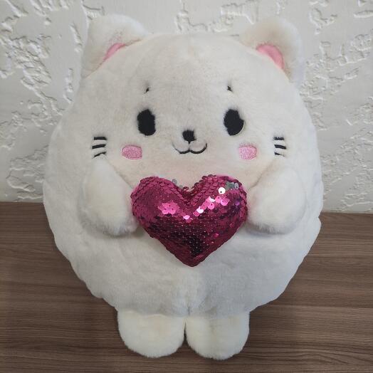 Котик с сердцем 35 см
