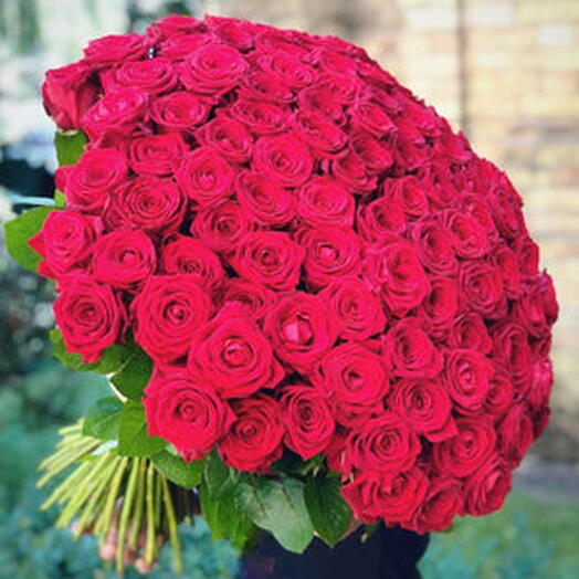 Extreme Love 100 Red Roses Hand Tied Bouquet