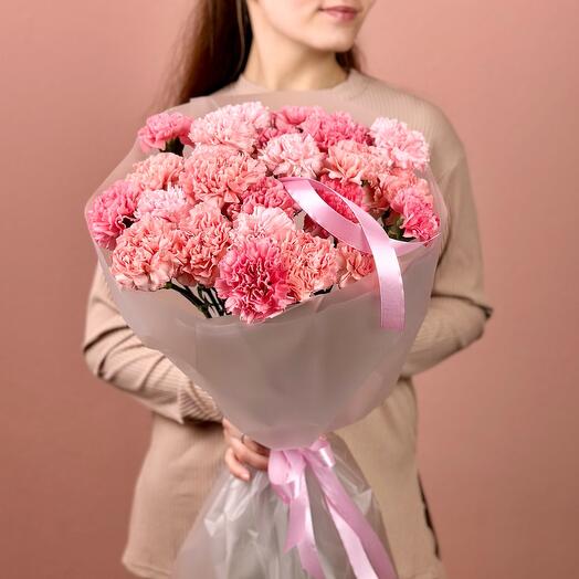 Нежный букет из 25 розовых гвоздик 0350М-025