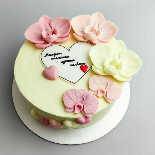 Торт для мамы с орхидеями