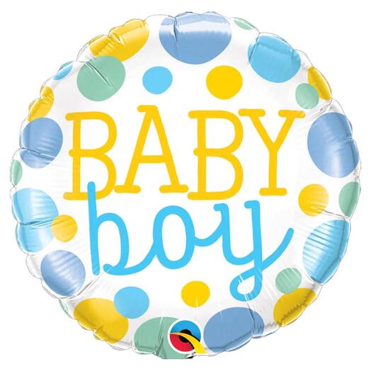 Baby Boy Dots Round Foil Balloon