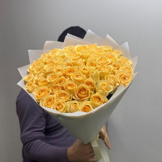 Солнечные розы, букет желтых роз
