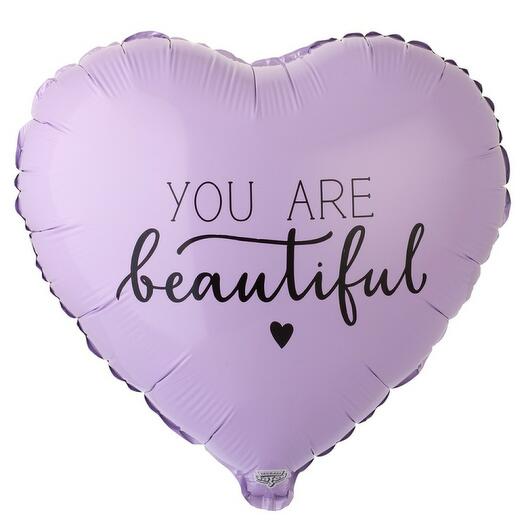 Фольга шар YOU ARE BEAUTIFUL 18"/46 см Сердце