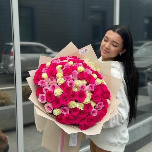 Букет из 101 розы моно